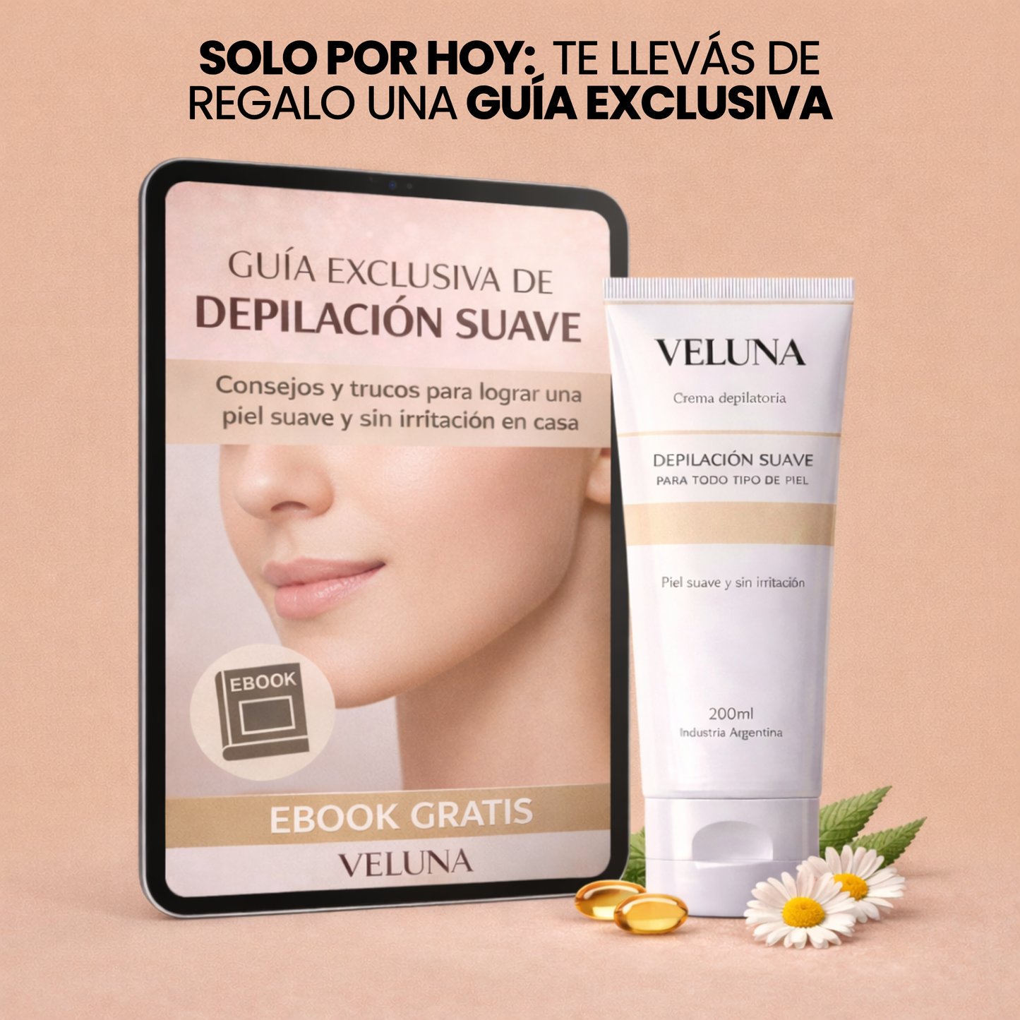 Crema Depilatoria Facial Veluna - 200ml