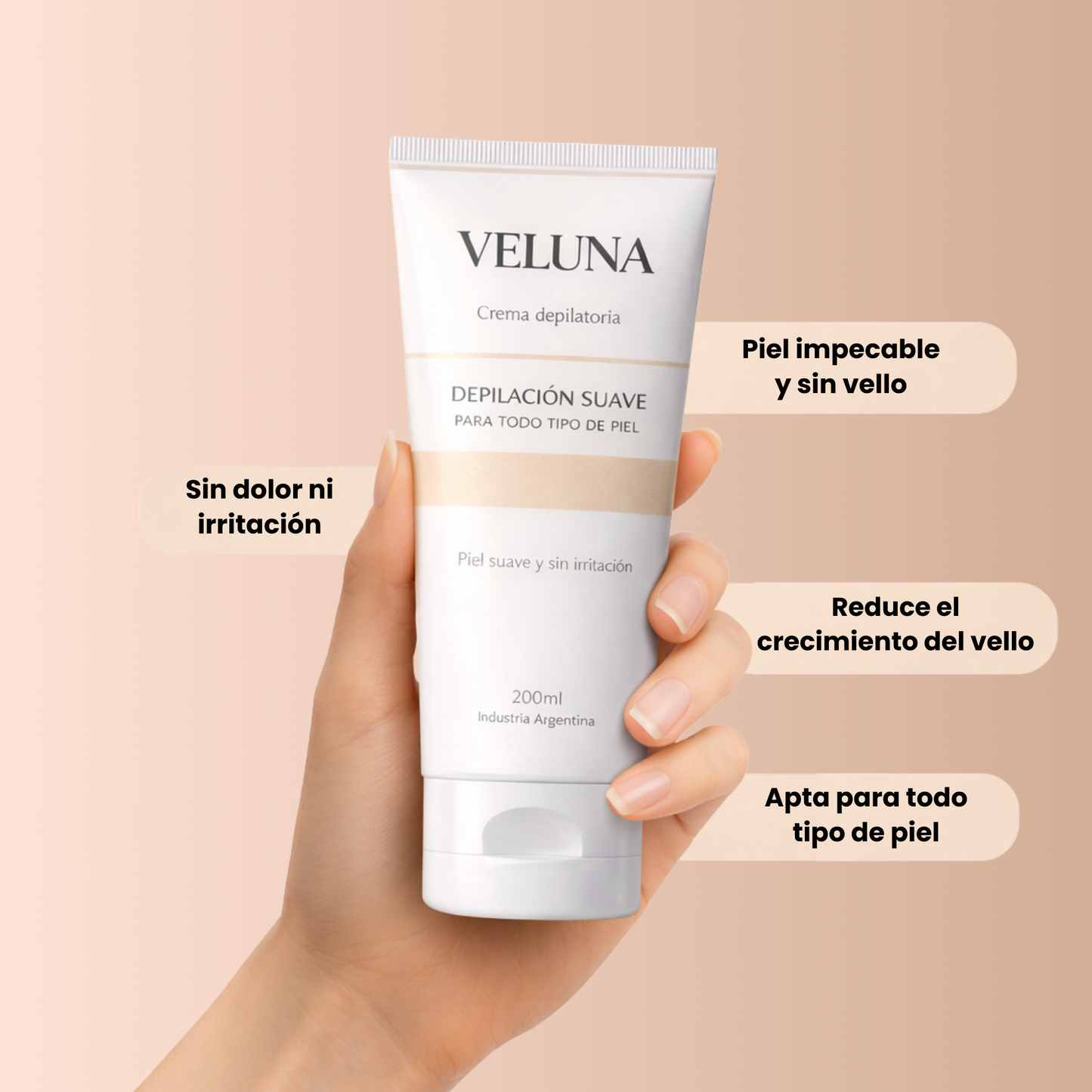 Crema Depilatoria Facial Veluna - 200ml