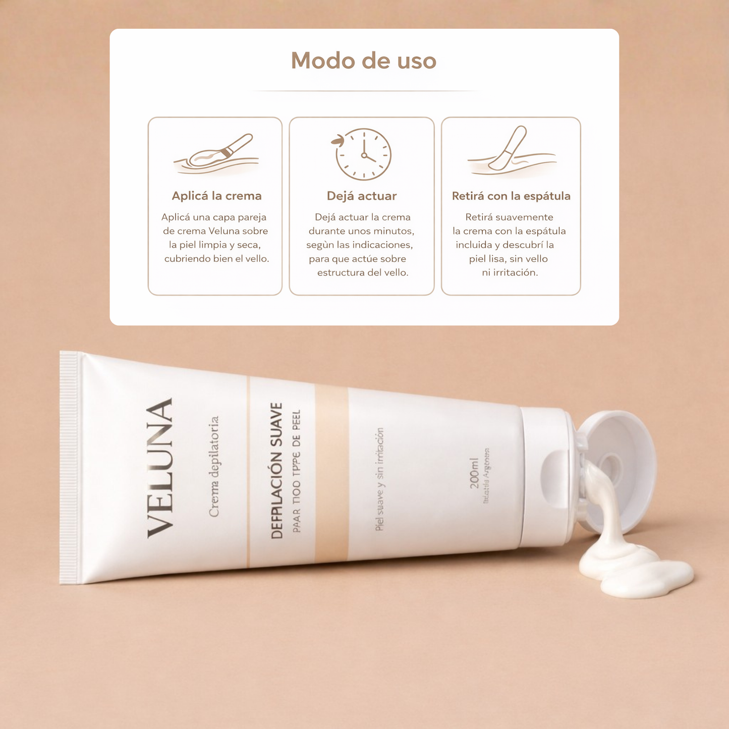 Crema Depilatoria Facial Veluna - 200ml