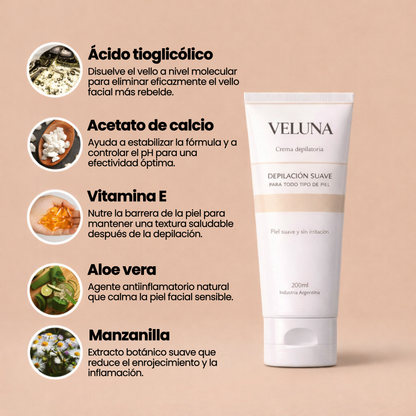 Crema Depilatoria Facial Veluna - 200ml